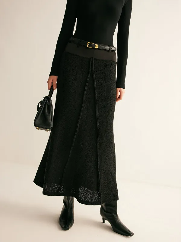 Hollow Piping Sweater Skirt Without Belt sold by COMMENSE