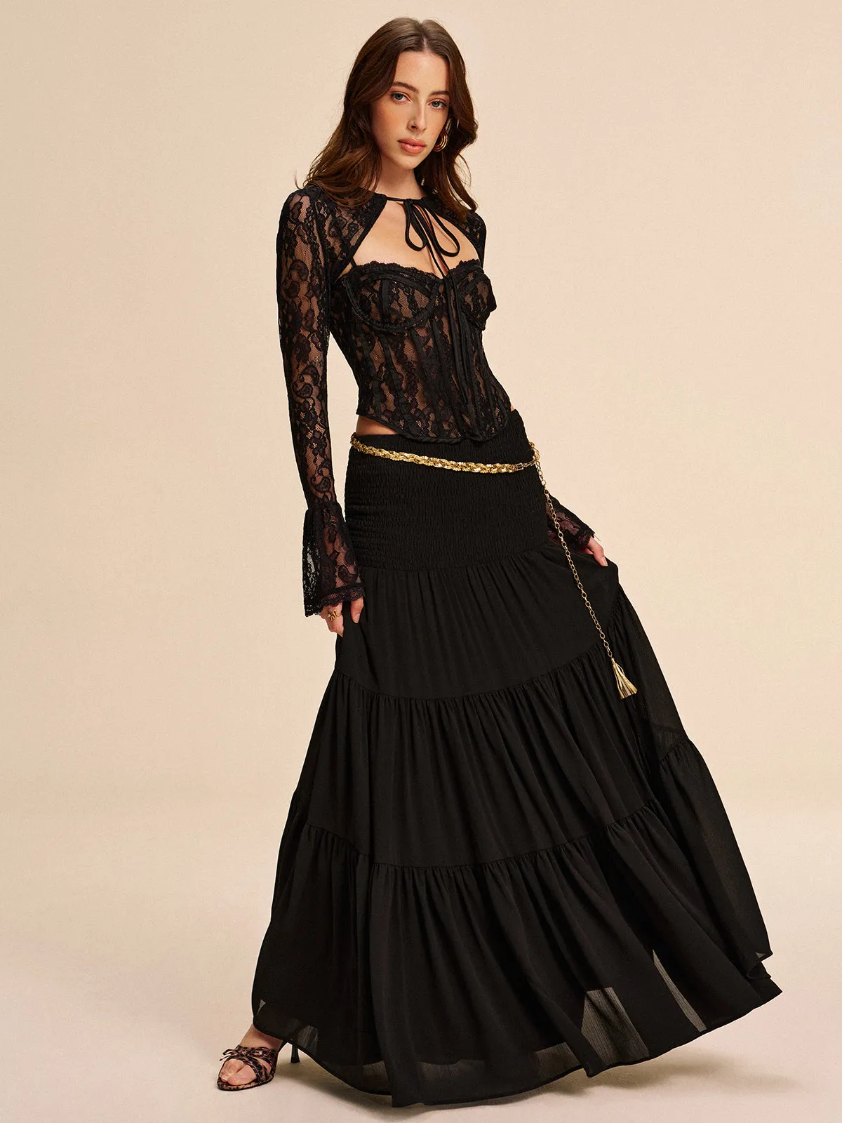 Tiered Chiffon Skirt Without Belt sold by COMMENSE product image thumbnail 2