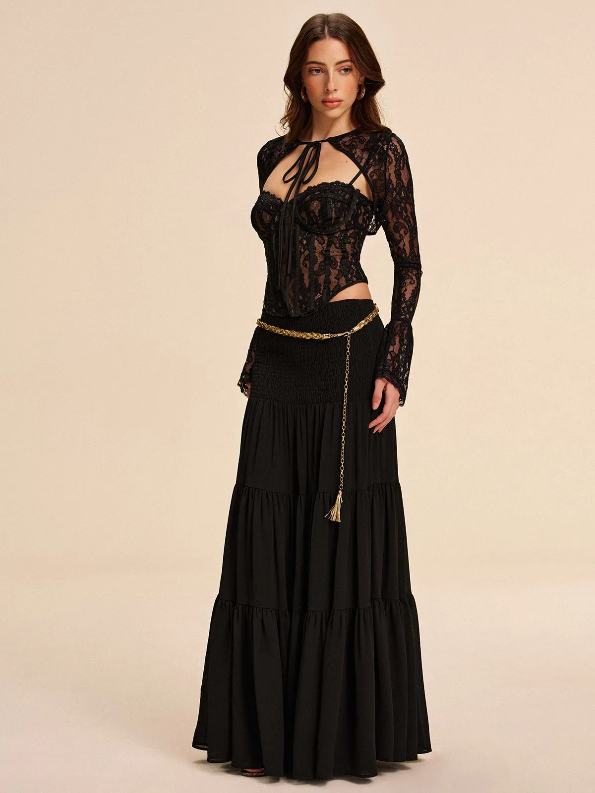 Tiered Chiffon Skirt Without Belt sold by COMMENSE product image thumbnail 4