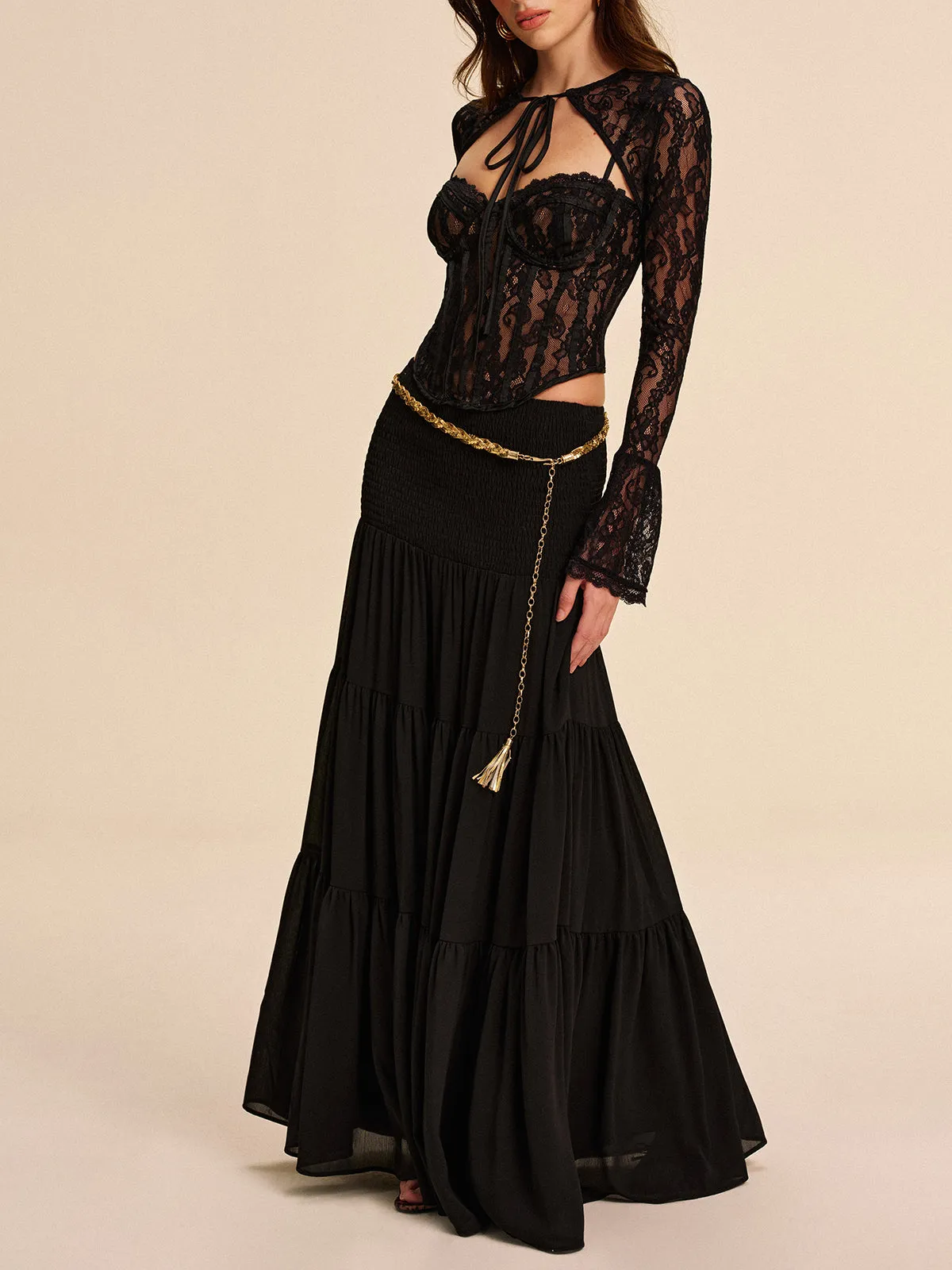 Tiered Chiffon Skirt Without Belt sold by COMMENSE product image thumbnail 3
