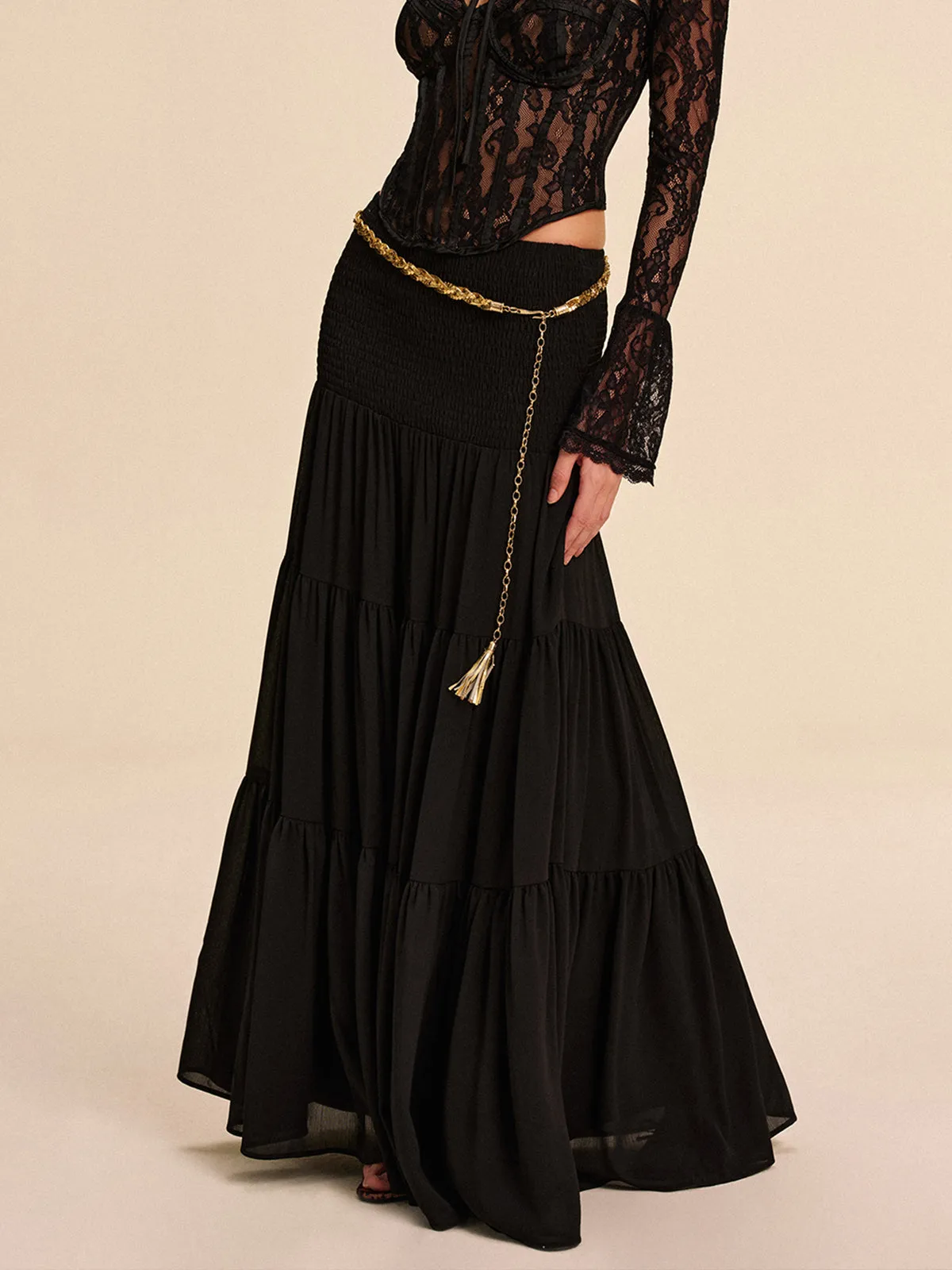 Tiered Chiffon Skirt Without Belt sold by COMMENSE