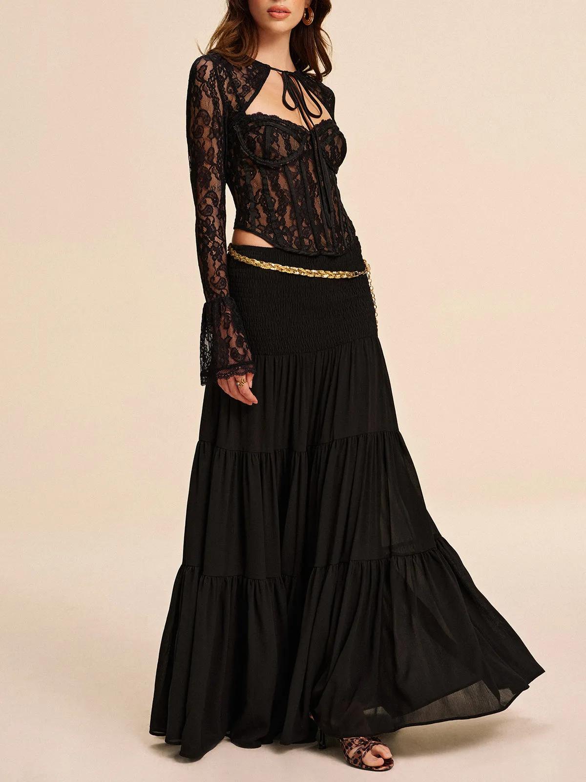 Tiered Chiffon Skirt Without Belt sold by COMMENSE product image thumbnail 5