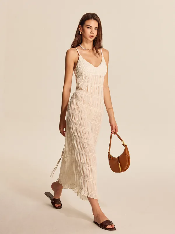Semi-Sheer Strappy Pleated Dress sold by COMMENSE