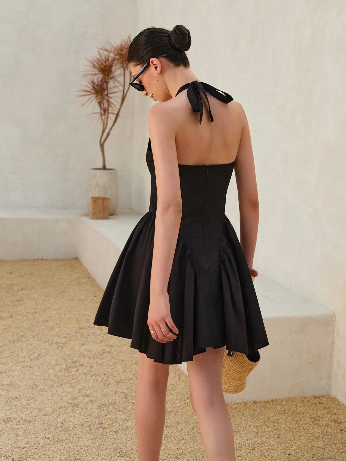 Bow Tie Pleated Halter Dress sold by COMMENSE product image thumbnail 3