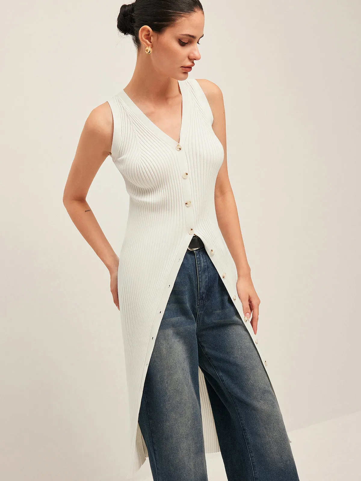 Button Detail Ribbed Dress sold by COMMENSE product image thumbnail 5