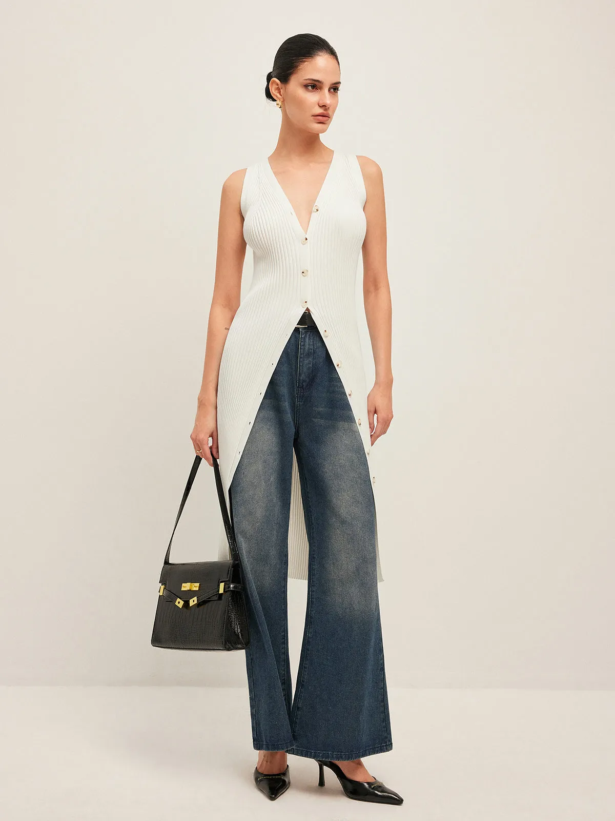 Button Detail Ribbed Dress sold by COMMENSE product image thumbnail 3