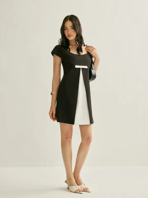 Color Block Bow Detail Dress sold by COMMENSE