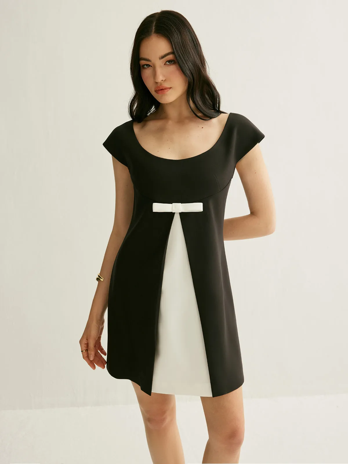 Color Block Bow Detail Dress sold by COMMENSE product image thumbnail 4