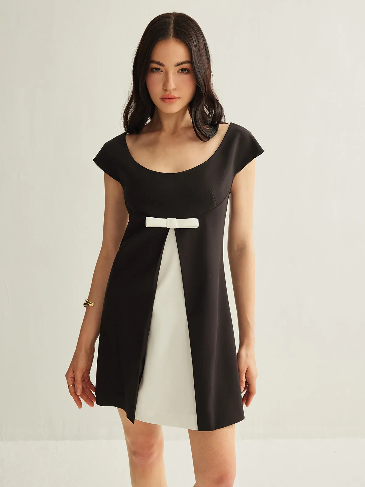 Color Block Bow Detail Dress sold by COMMENSE product image thumbnail 3
