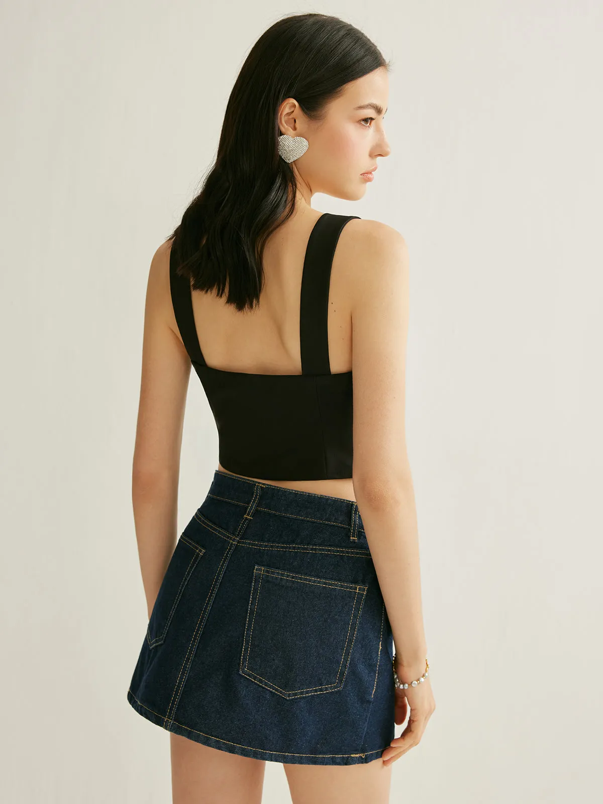 Pearl Bow Detail Crop Top sold by COMMENSE product image thumbnail 5