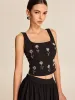 Floral Crystal Back Zipper Top sold by COMMENSE