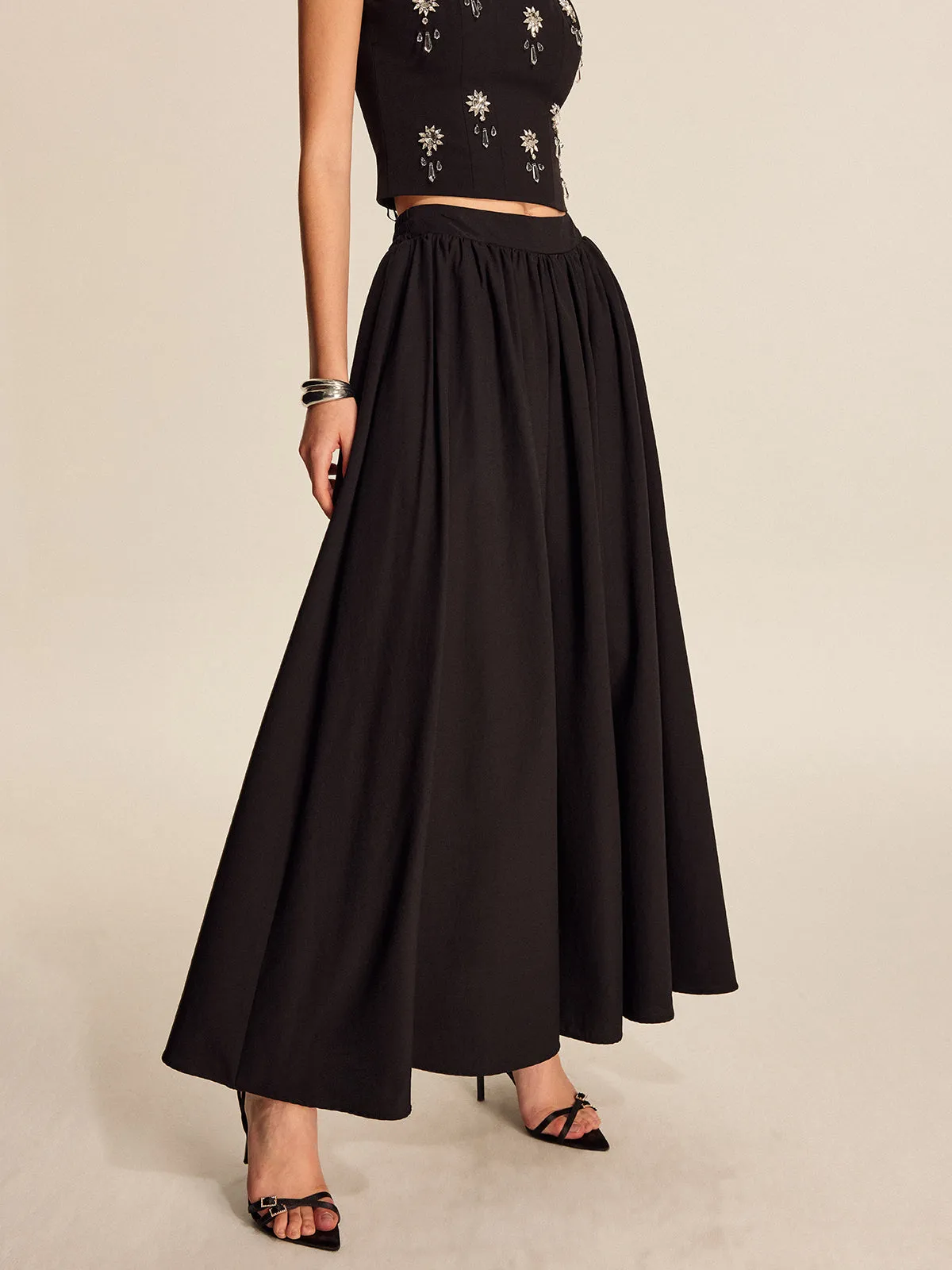 Mid Waist Flared Pleated Skirt sold by COMMENSE product image thumbnail 2