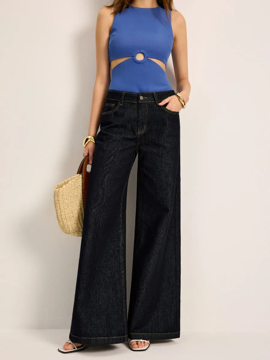 High-Waisted Wide-Leg Denim Pants sold by COMMENSE product image thumbnail 2