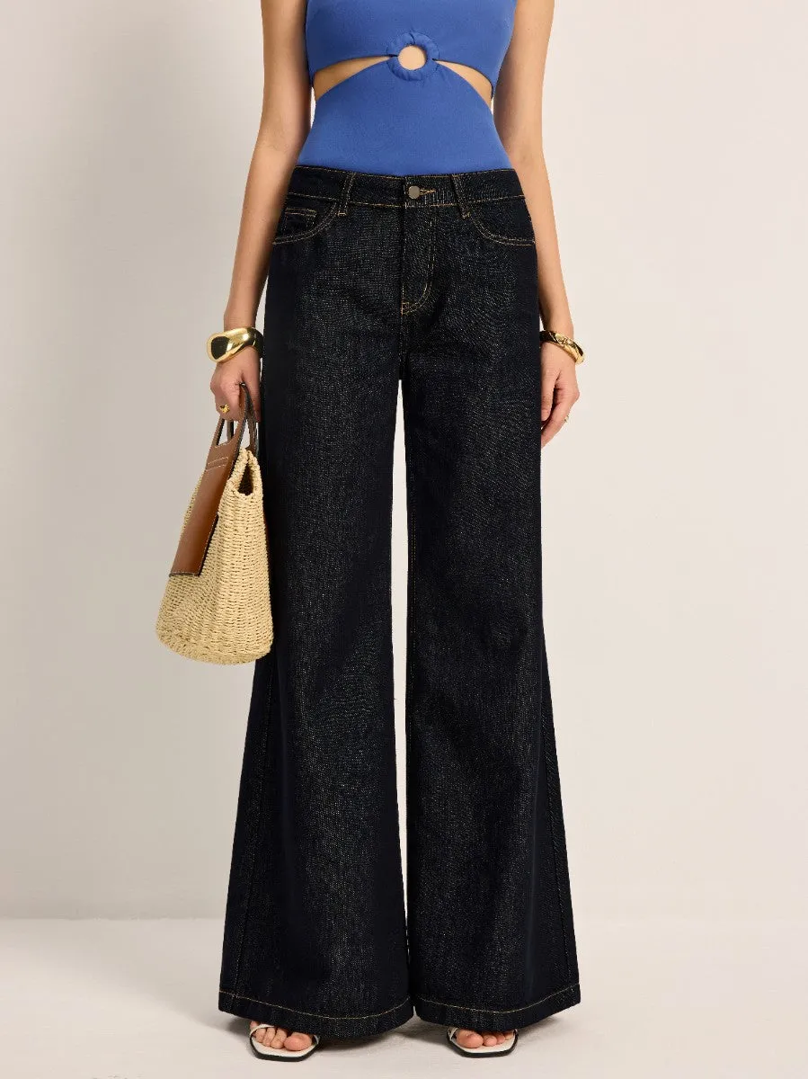 High-Waisted Wide-Leg Denim Pants sold by COMMENSE product image thumbnail 4