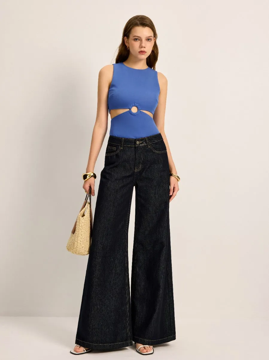 High-Waisted Wide-Leg Denim Pants sold by COMMENSE product image thumbnail 5