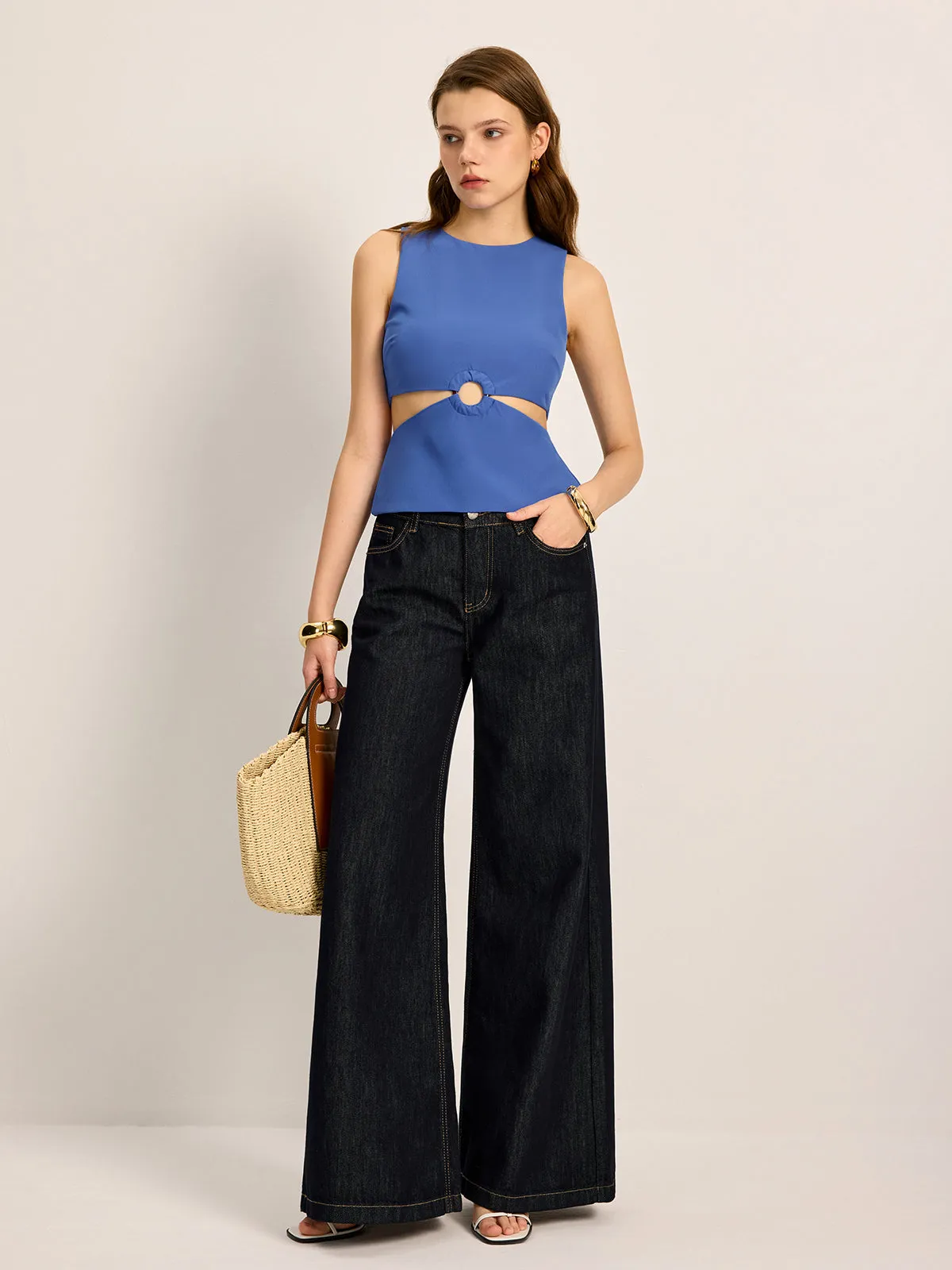 Cutout Detail Round Neck Top sold by COMMENSE product image thumbnail 2