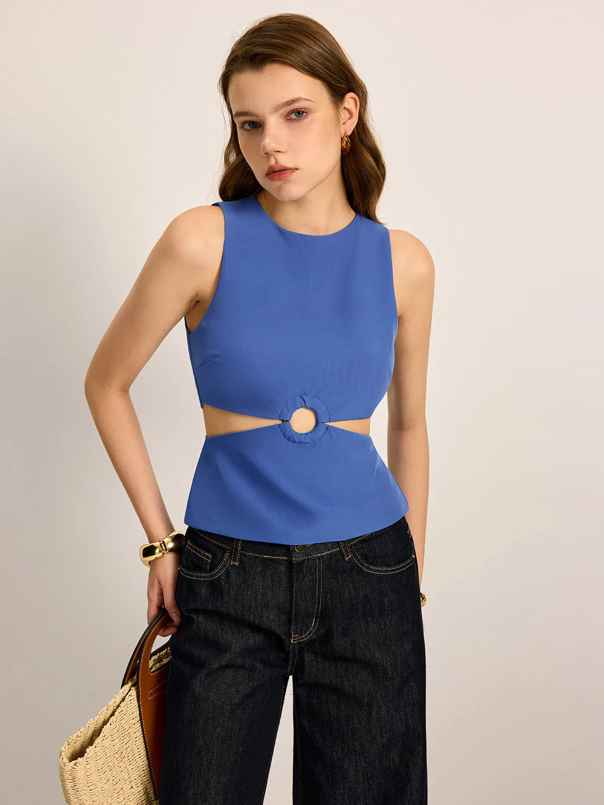 Cutout Detail Round Neck Top sold by COMMENSE product image thumbnail 3