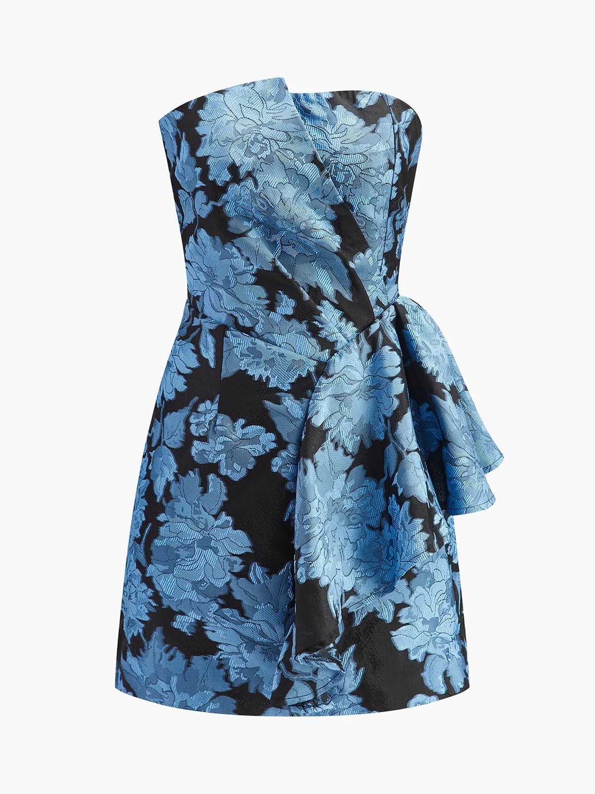 Asymmetrical Strapless Floral Dress sold by COMMENSE