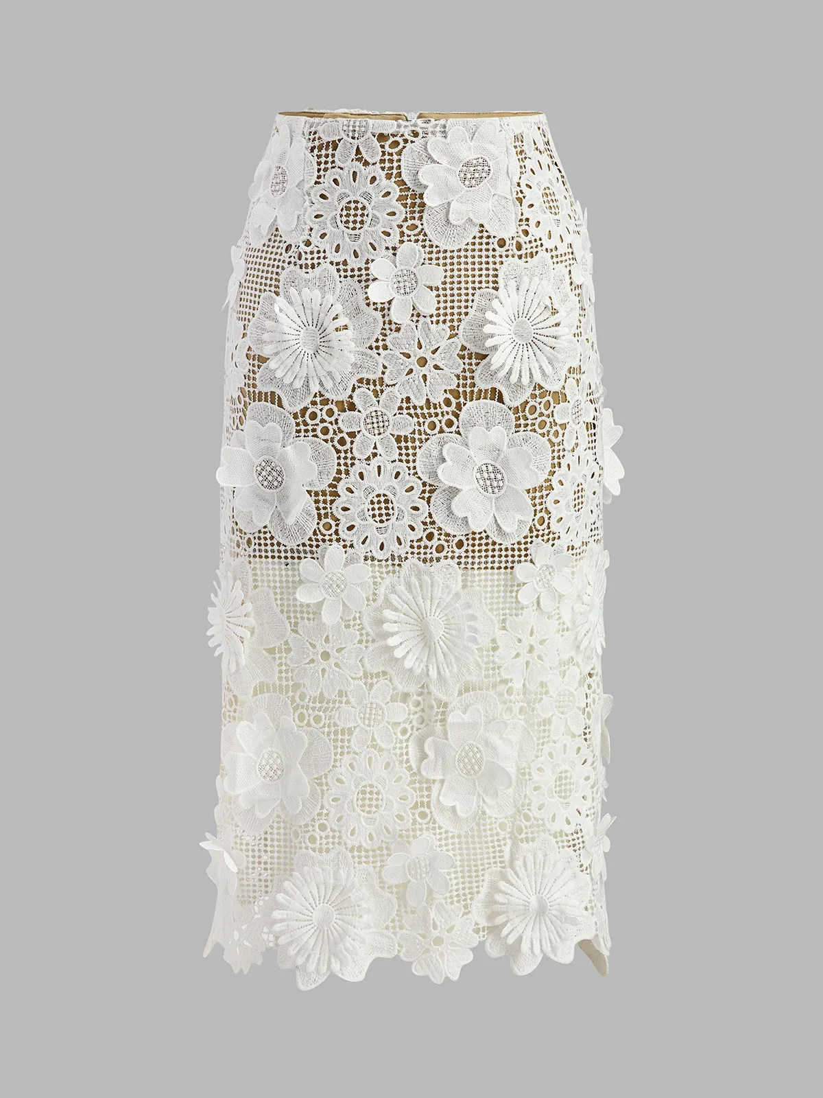 Asymmetrical Floral Lace Top Skirt Set sold by COMMENSE product image thumbnail 4