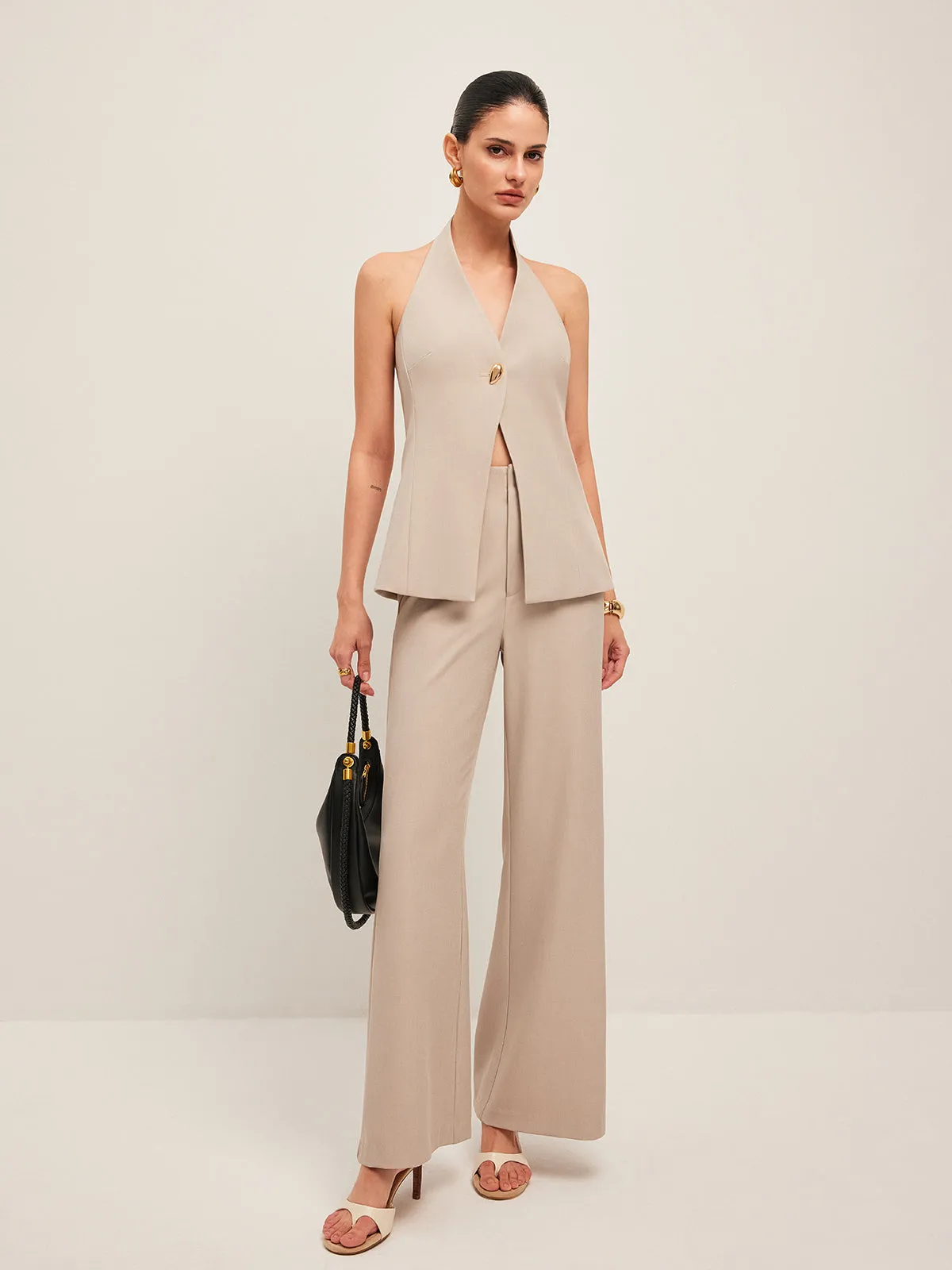 Wide-Leg Midi-Waisted Pants sold by COMMENSE product image thumbnail 3