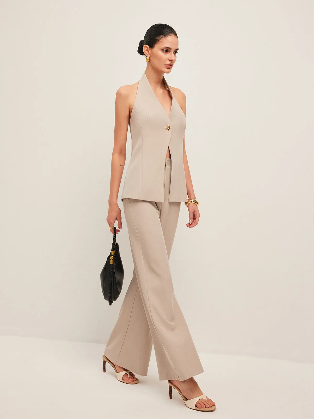 Wide-Leg Midi-Waisted Pants sold by COMMENSE product image thumbnail 4