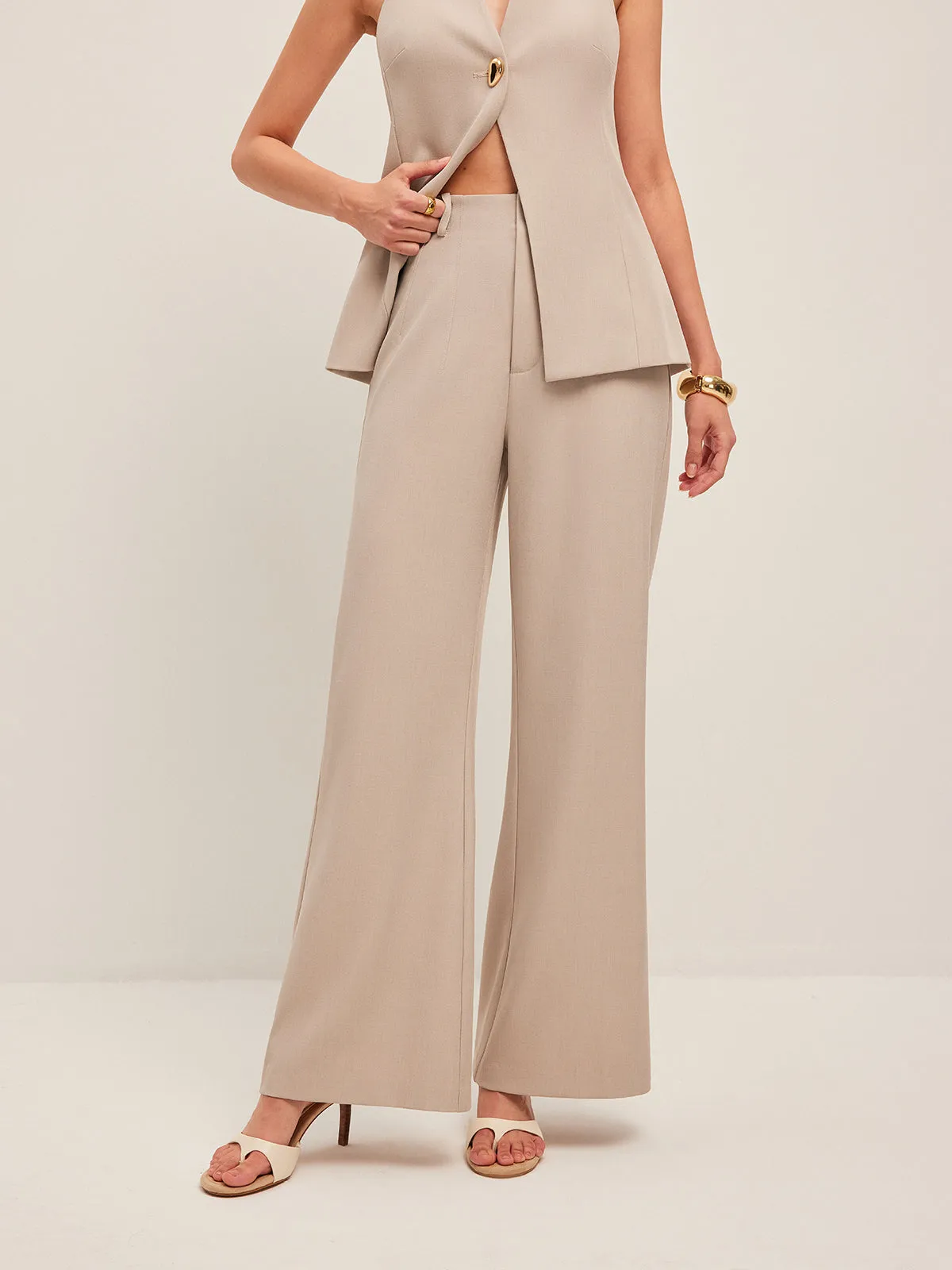 Wide-Leg Midi-Waisted Pants sold by COMMENSE product image thumbnail 5