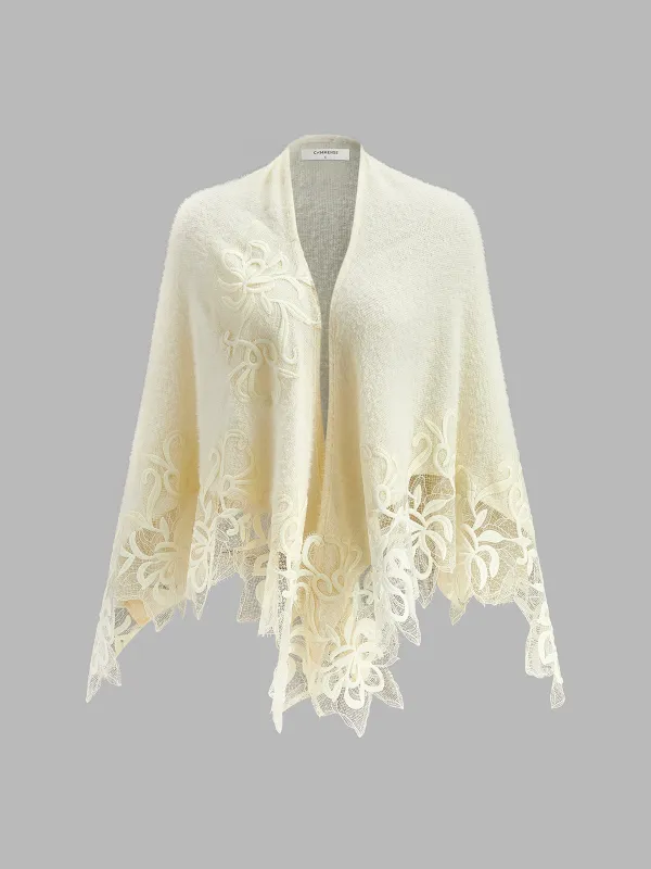 Floral Lace Trim Shawl sold by COMMENSE