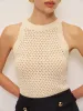 Hollow Sleeveless Knit Top sold by COMMENSE