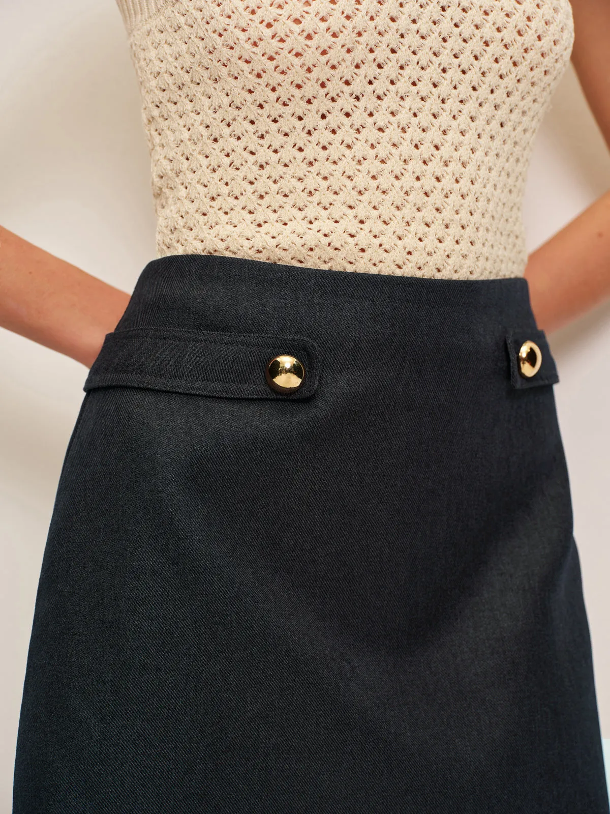 Metal Detail Mid-Waist Skirt sold by COMMENSE product image thumbnail 2