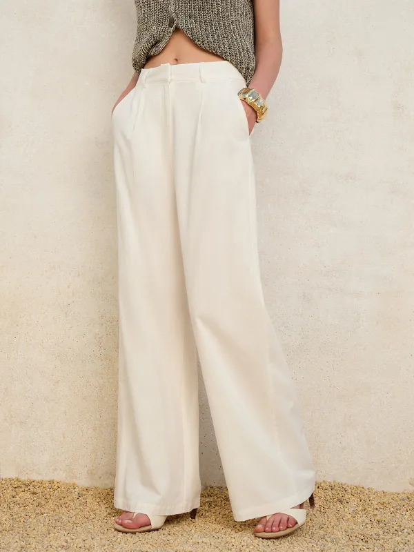 Cotton & Linen High-Waisted Pocketed Pants sold by COMMENSE