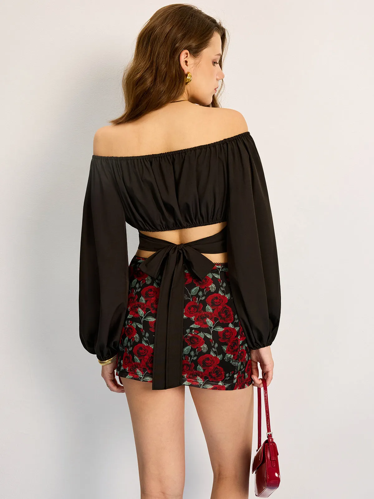 Off-Shoulder Tie Back Blouse sold by COMMENSE product image thumbnail 2