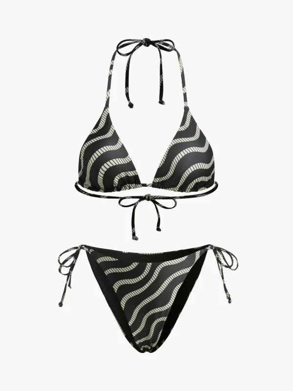 Wave Pattern Triangle Bikini Set sold by COMMENSE