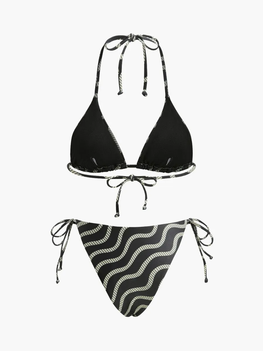 Wave Pattern Triangle Bikini Set sold by COMMENSE product image thumbnail 2
