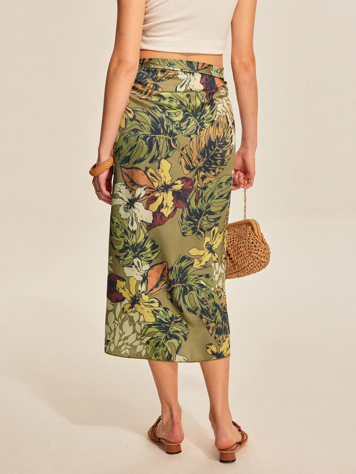 Tie Detail Floral Print Wrap Skirt sold by COMMENSE product image thumbnail 2