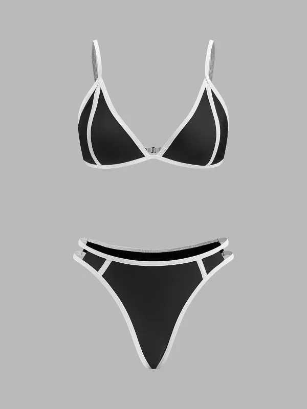 Contrast Trim Bikini Set sold by COMMENSE