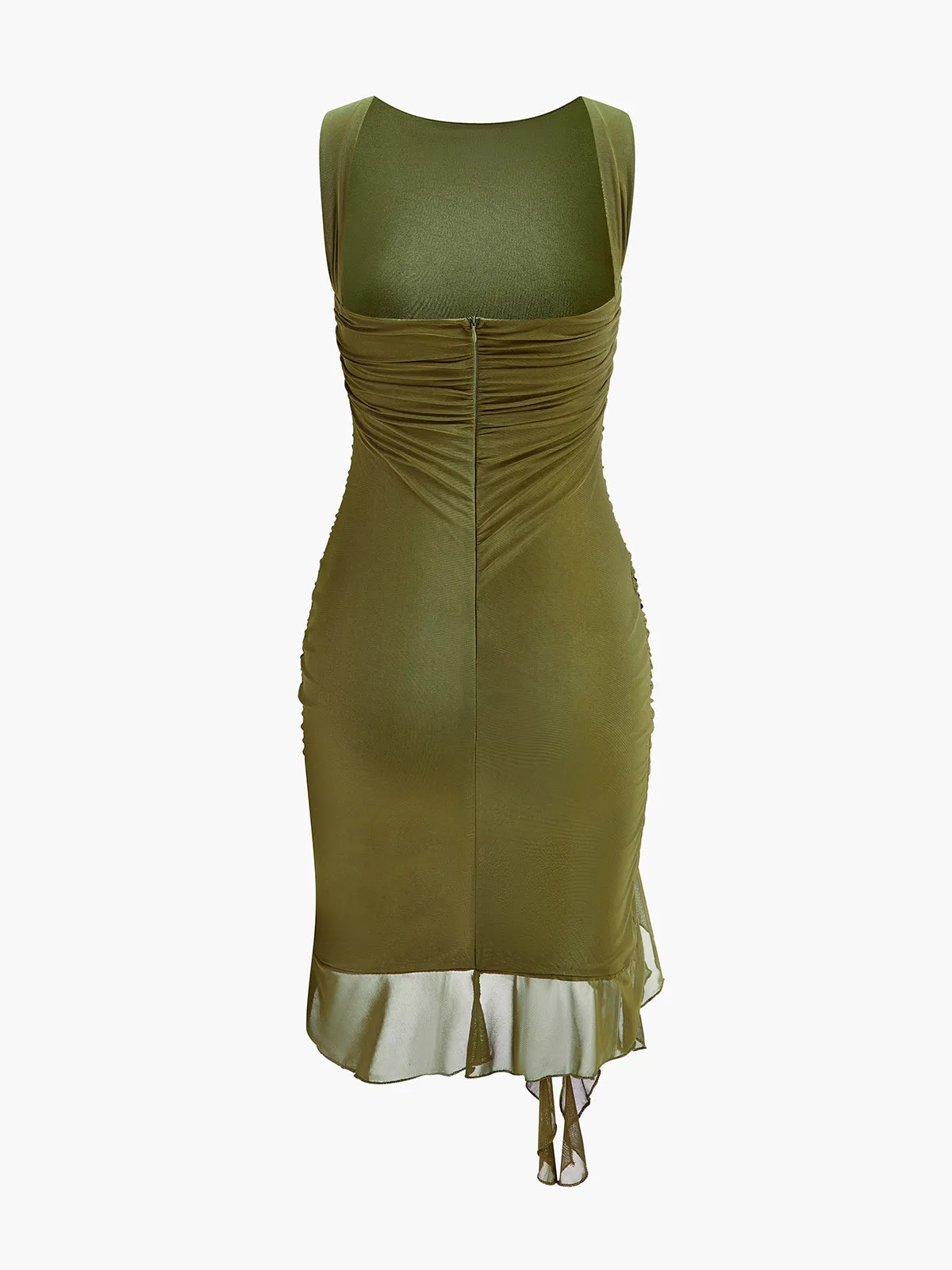 Ruched Asymmetrical Mesh Hem Dress sold by COMMENSE product image thumbnail 2