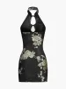Floral Print Keyhole Detail Halter Dress sold by COMMENSE