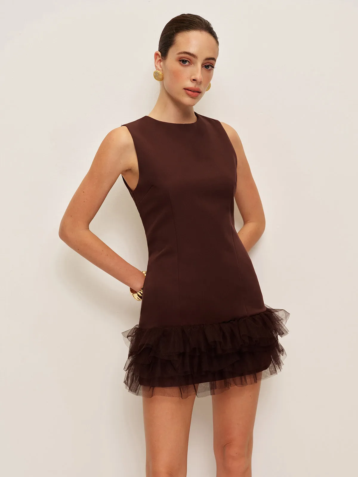 Ruffled Hem Sleeveless Dress sold by COMMENSE
