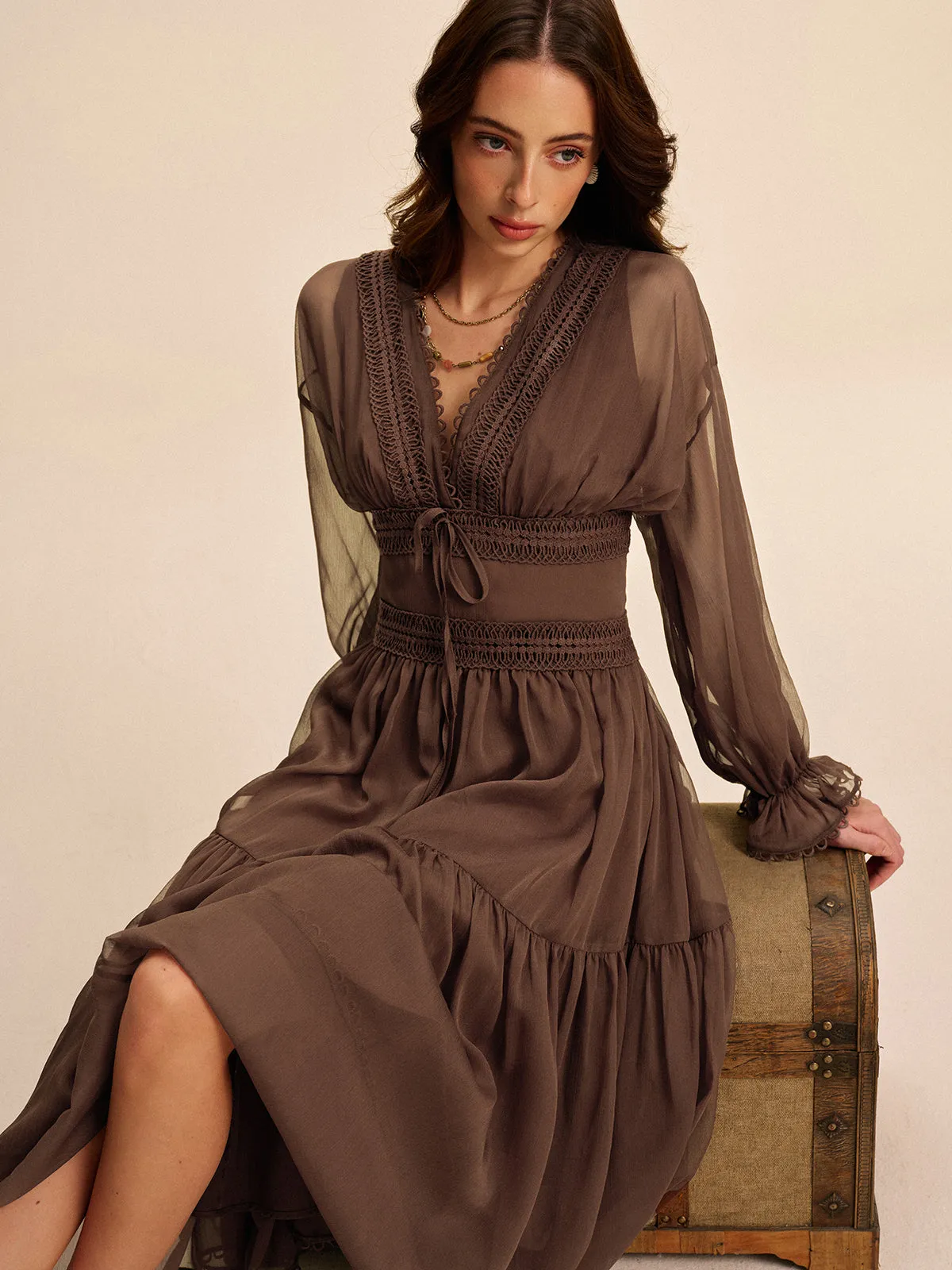 Boho Semi-Sheer Chiffon Dress sold by COMMENSE product image thumbnail 5