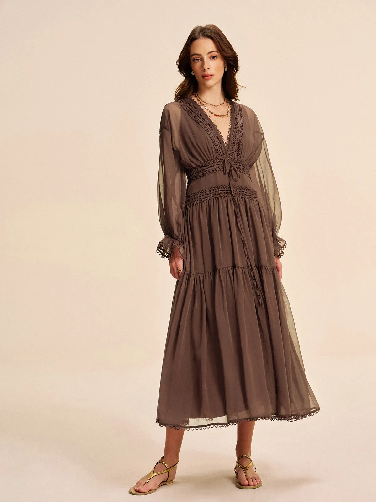 Boho Semi-Sheer Chiffon Dress sold by COMMENSE product image thumbnail 3