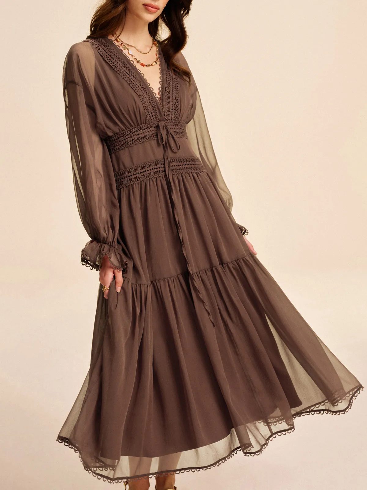 Boho Semi-Sheer Chiffon Dress sold by COMMENSE product image thumbnail 2