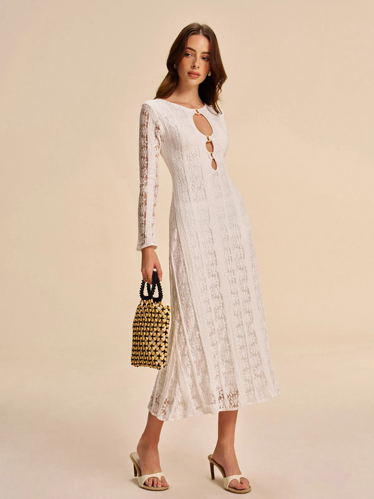 Cutout Detail Lace Dress sold by COMMENSE