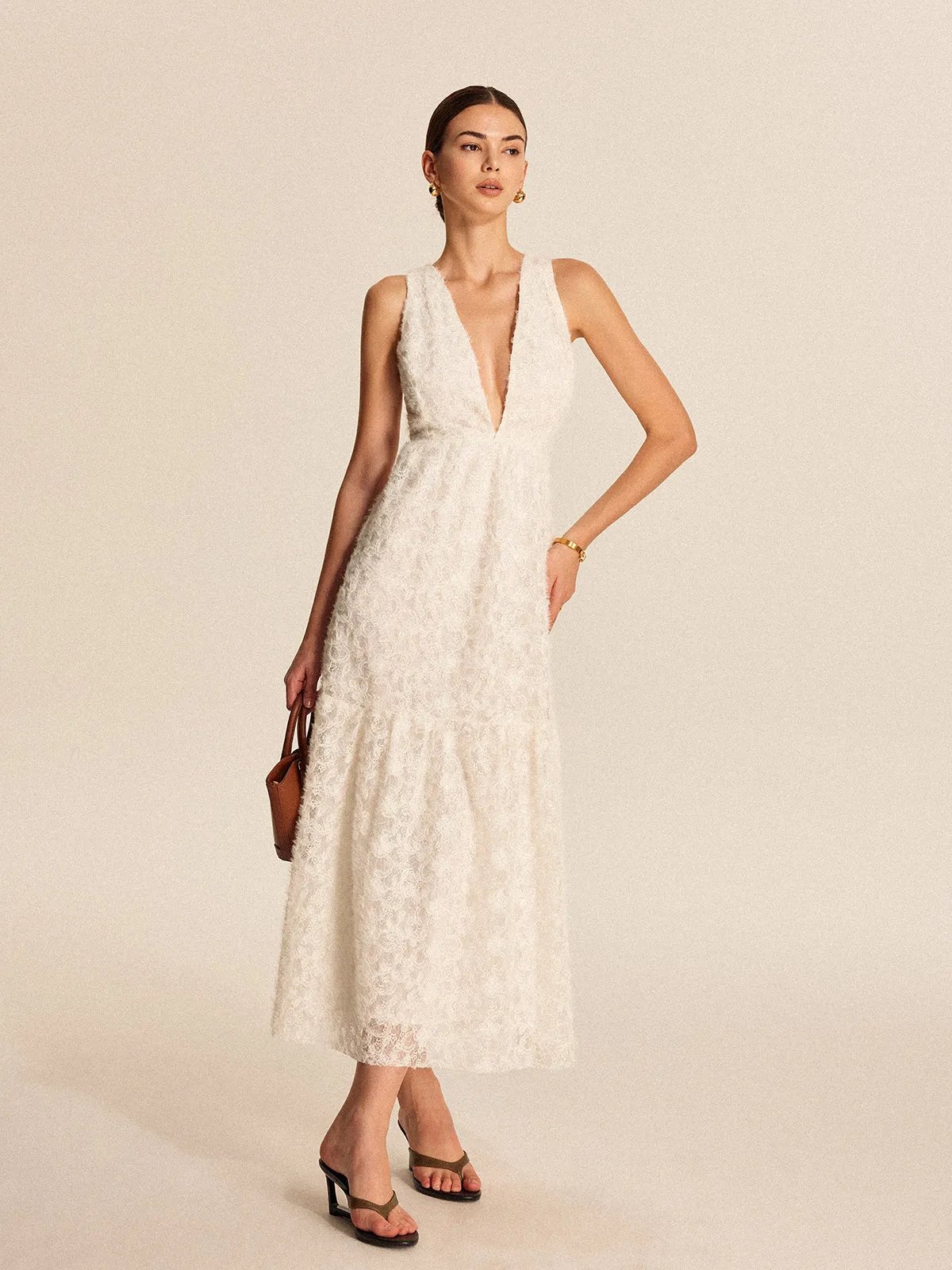 Boho Deep V-Neck Lace Dress sold by COMMENSE product image thumbnail 4