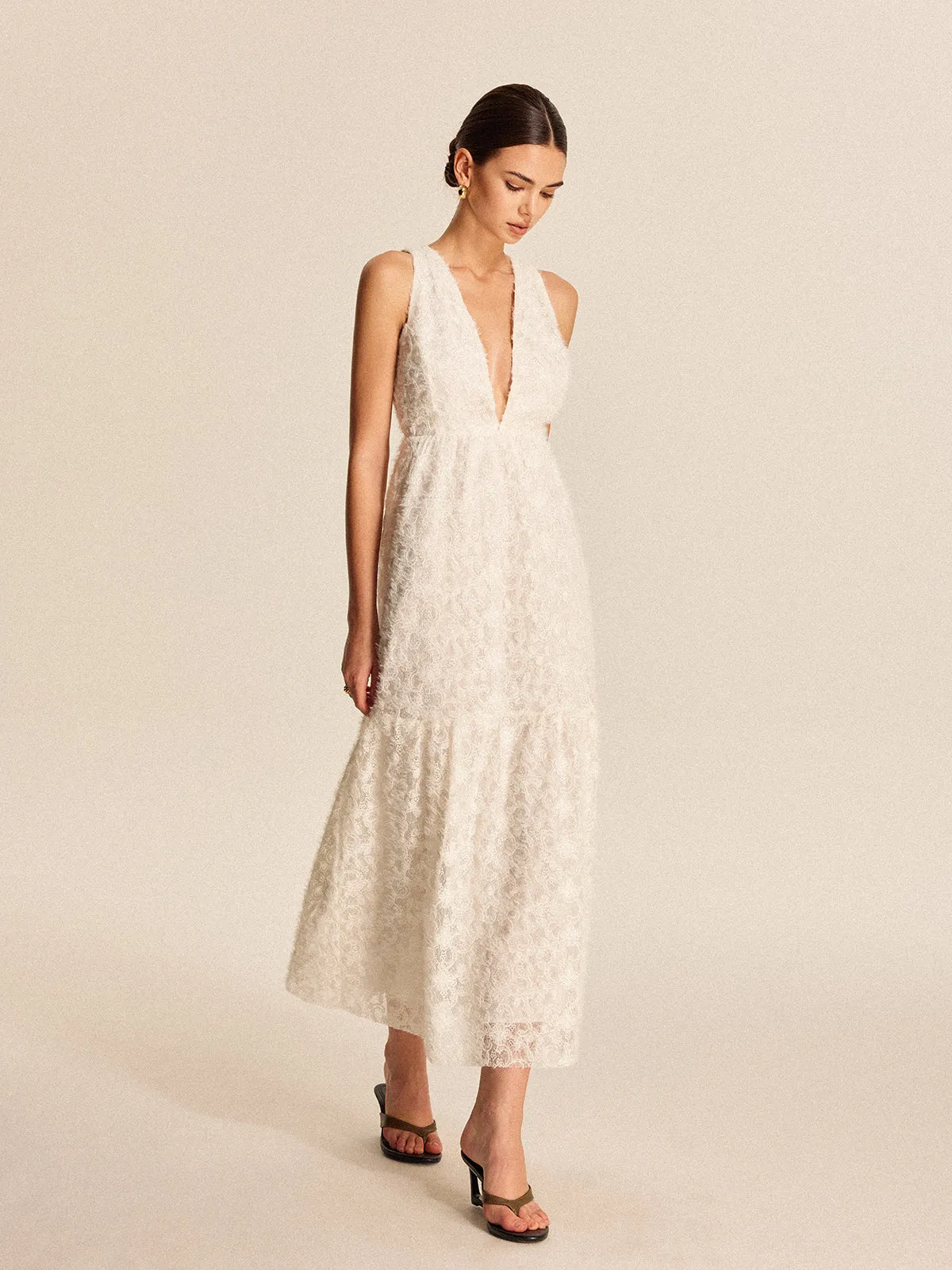 Boho Deep V-Neck Lace Dress sold by COMMENSE product image thumbnail 3