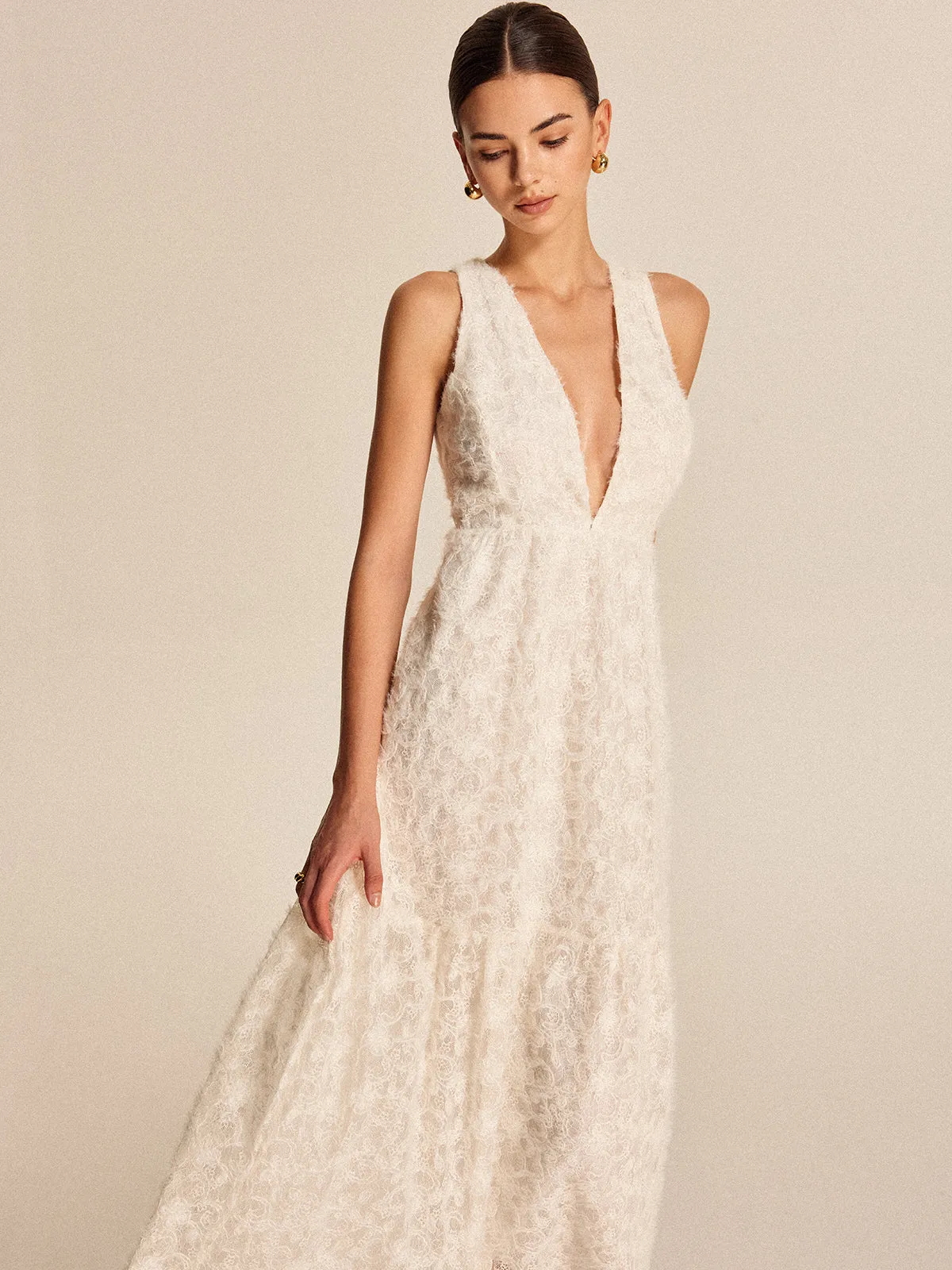 Boho Deep V-Neck Lace Dress sold by COMMENSE product image thumbnail 5