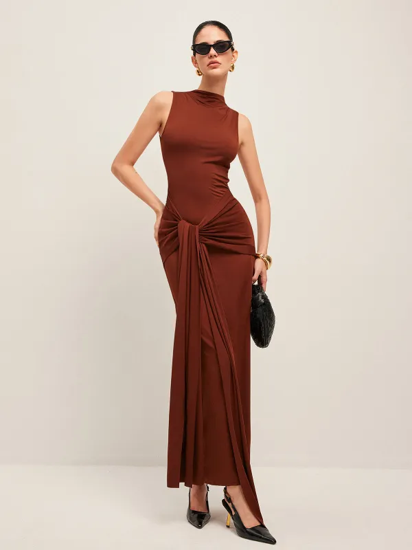 Twisted Knot Sleeveless Dress sold by COMMENSE