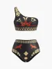 Tribal Print One-Shoulder Bikini Set sold by COMMENSE