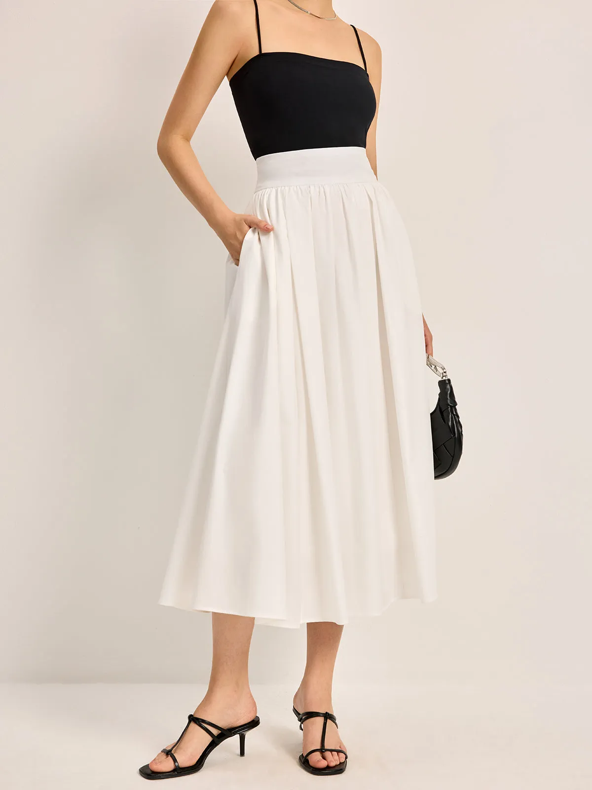 Semi-Sheer Elegant A-Line Pleated Skirt sold by COMMENSE product image thumbnail 2