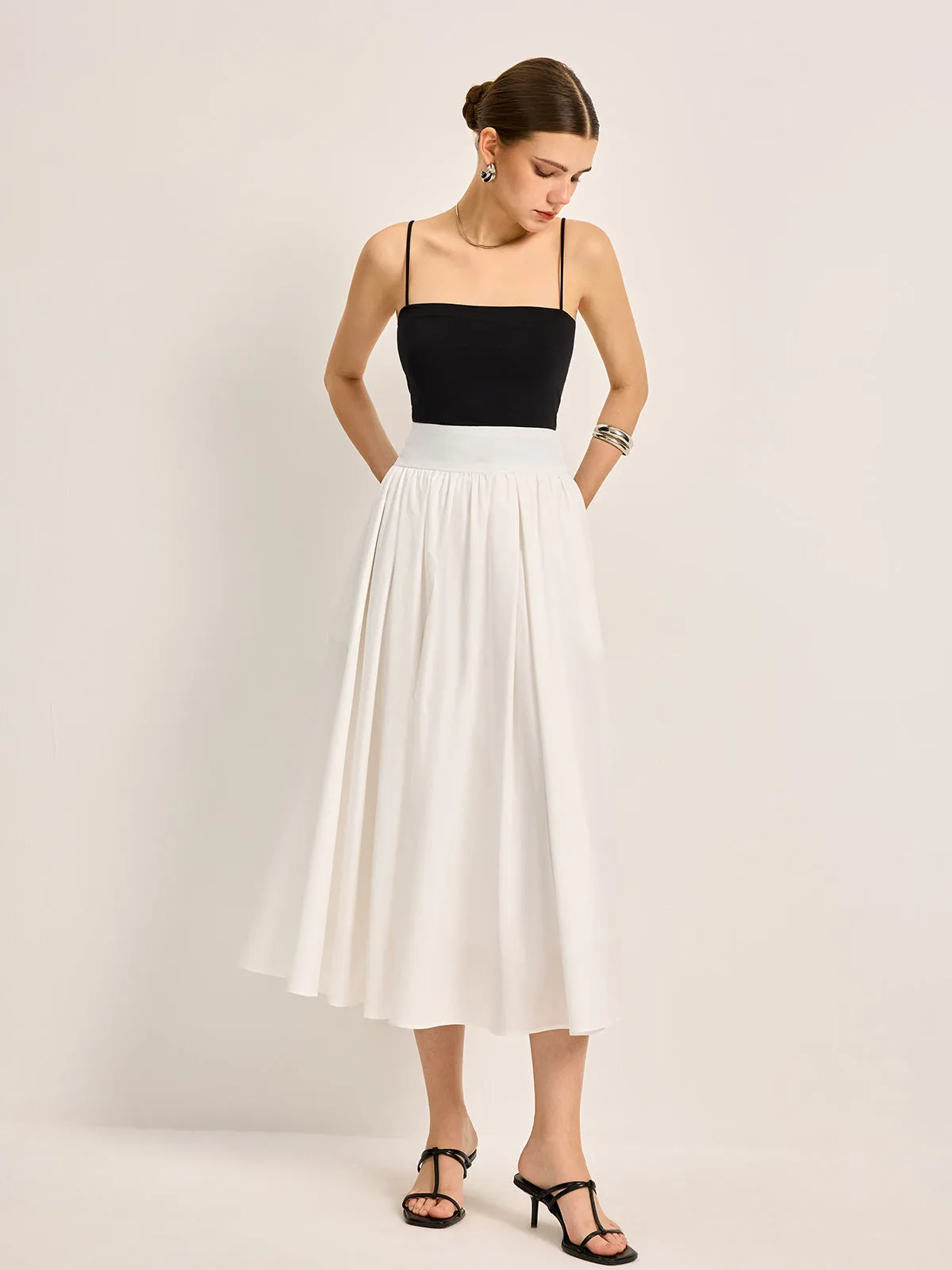 Semi-Sheer Elegant A-Line Pleated Skirt sold by COMMENSE product image thumbnail 3