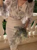 Chiffon Floral V-Neck Balloon Sleeve Blouse sold by COMMENSE